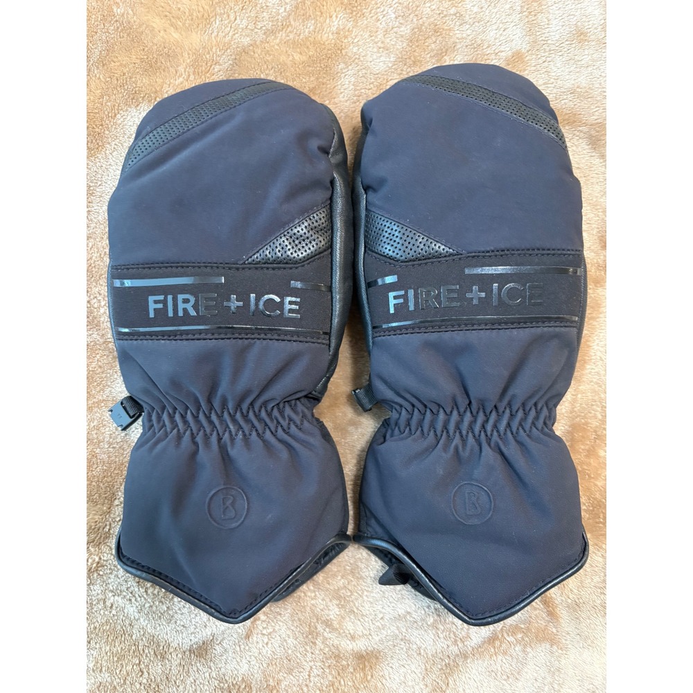 Bogner Fire + Ice Womens Black Ski Mittens Fleece Lined Insulated Gloves Winter